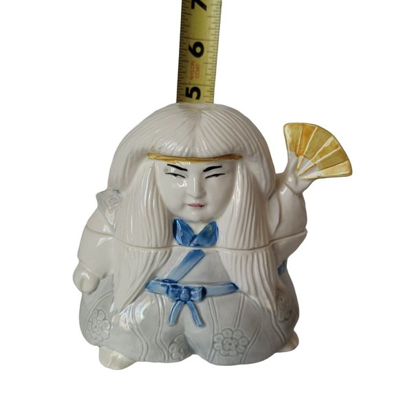 Vintage Kabuki Tastesetter by Sigma Fan Dancer Figurine Lidded Jar Marked - Picture 7 of 10